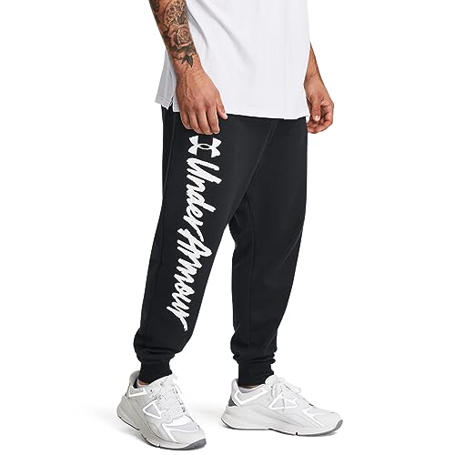 Under Armour Rival Fleece Graphic Jogginghose Herren schwarz/weiß, L von Under Armour