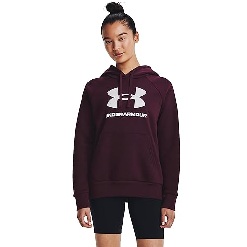 Under Armour Rival Fleece-Hoodie mit großem Logo für Damen, Dark Maroon,L von Under Armour