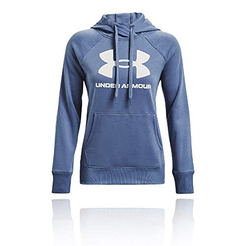 Under Armour Rival Fleece Logo Kapuzenpullover Damen blau/weiß, L von Under Armour