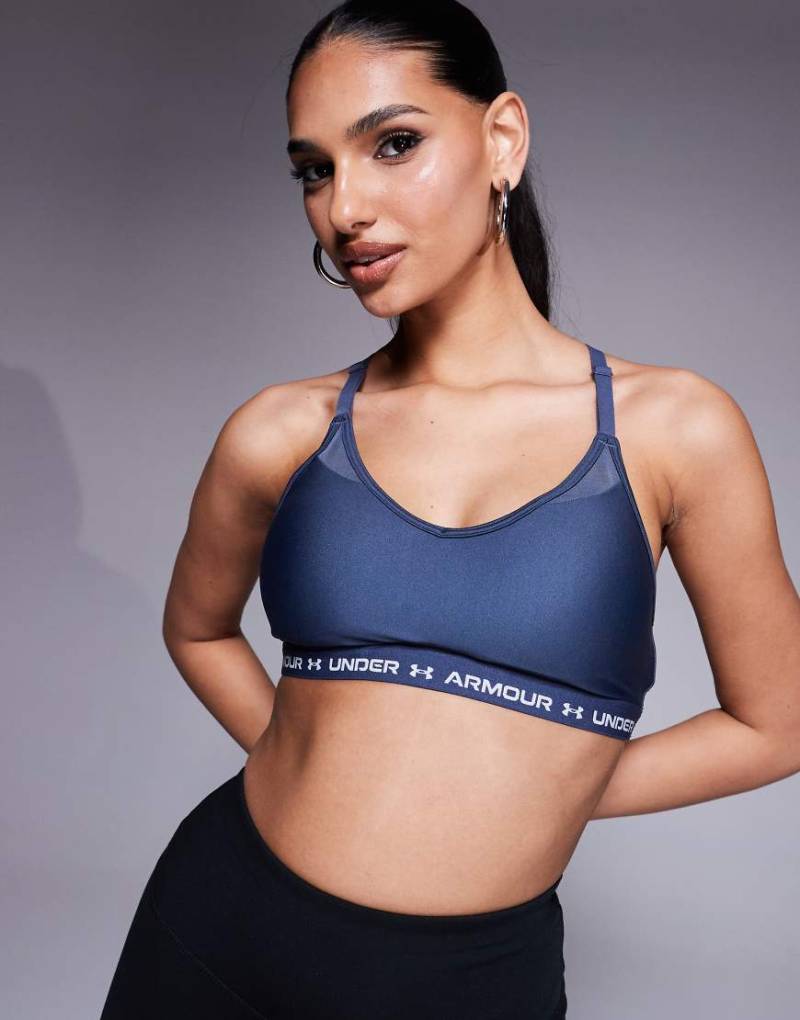 Under Armour - Sport-BH in Grau mit überkreuzten Trägern und tiefem Rückenausschnitt von Under Armour