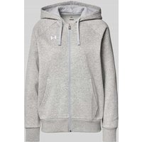 Under Armour Sweatjacke mit Logo-Stitching Modell 'Rival' in Hellgrau, Größe S von Under Armour