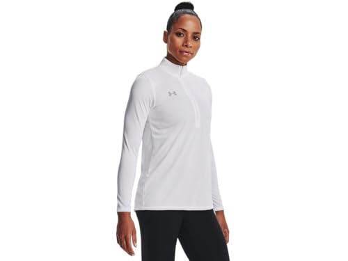 Under Armour Team Tech Damen Langarm Half Zip XS, Weiß/Mod Gray – 100, X-Klein von Under Armour