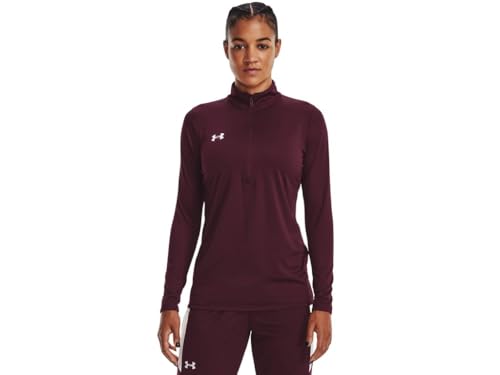 Under Armour Team Tech Damen-Langarm-Reißverschluss, Kastanienbraun, Groß von Under Armour