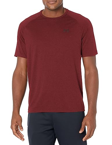 Under Armour Herren Tech 2.0 Kurzarm T Shirt, Blickdicht, (603) Dark Maroon/Black, 5XL von Under Armour