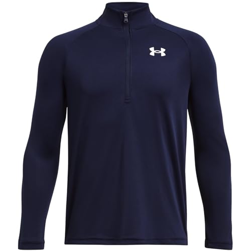 Under Armour Tech 2.0 Jungen-Oberteil mit halbem Reißverschluss, Midnight Navy/White, 11-12 Jahre von Under Armour