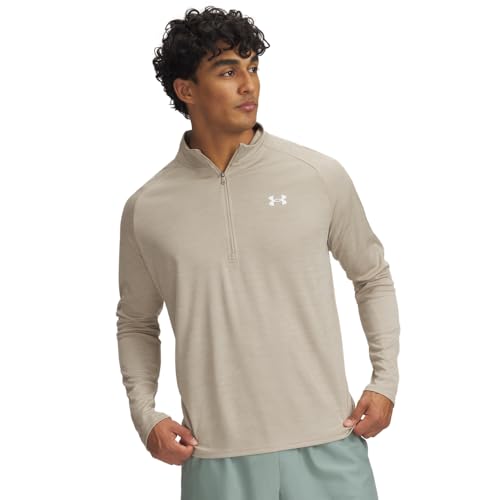 Under Armour Tech-Herren-Langarmshirt mit halbem Reißverschluss, Stream/Schwarz, L von Under Armour