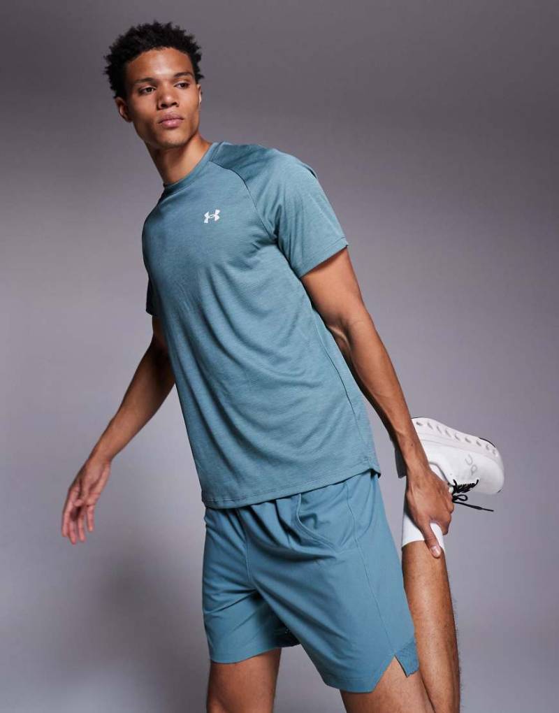Under Armour - Tech - Strukturiertes T-Shirt in Jaspisblau von Under Armour