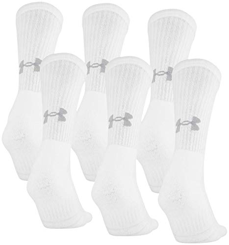 Under Armour Training Cotton Crew Socks, 6-Pair, White 2, Shoe Size: Mens 4-8, Womens 6-9 von Under Armour