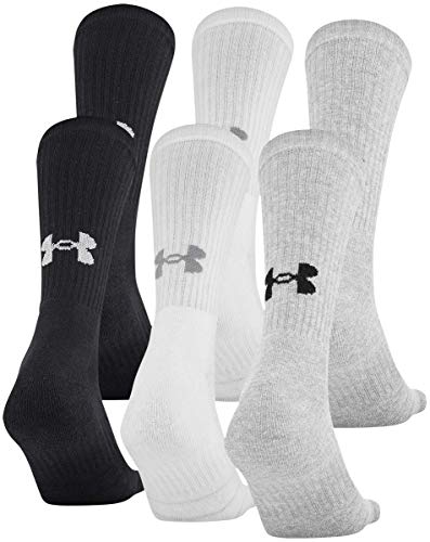 Under Armour Training Cotton Crew Socks, 6-Pairs, True Gray Heather 2, Shoe Size: Mens 8-12, Womens 9-12 von Under Armour