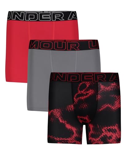 Under Armour Große Performance-Boxershorts für Jungen, leichte und glatte Stretch-Passform, Racer Red - Dreierpack, XL von Under Armour