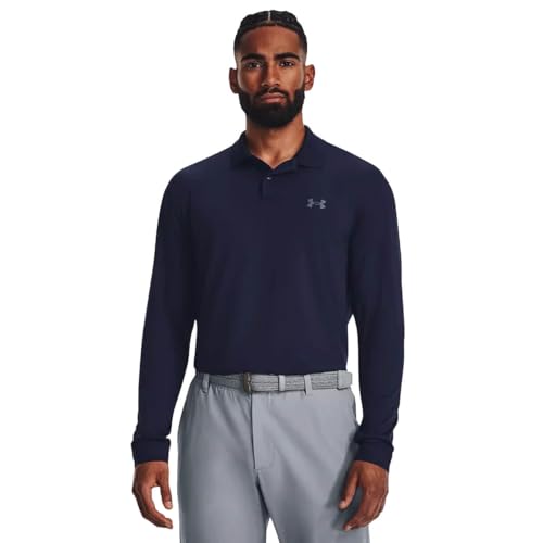 Under Armour Herren Performance Polo 3.0 Langarm, (410) Midnight Navy / Pitch Gray, S von Under Armour