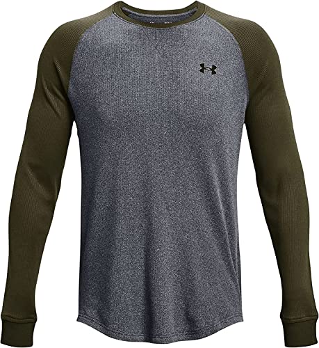 Under Armour UA Waffle Crew Herren Langarm, Pitch Grey Light Heather / Marine Od Green – 012, 3X-Groß von Under Armour