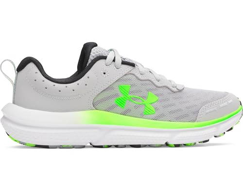 Under Armour Jungen Grundschule Assert 10, Turnschuh zum Schnüren, stylischer Kindersneaker mit Leder, leichte & atmungsaktive Sportschuhe für Jungs,Mod Gray / Black / Hyper Green,37.5 von Under Armour