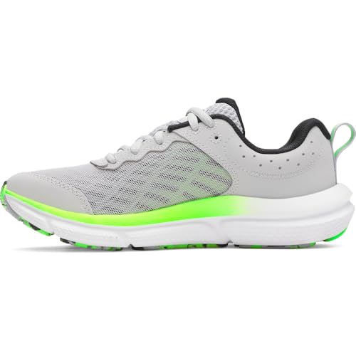 Under Armour Jungen Grundschule Assert 10, Turnschuh zum Schnüren, stylischer Kindersneaker mit Leder, leichte & atmungsaktive Sportschuhe für Jungs,Mod Gray / Black / Hyper Green,38.5 von Under Armour