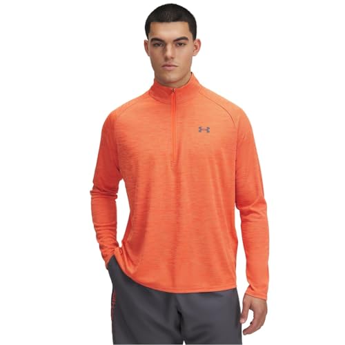 Under Armour Ua Tech Textured 1/2 Zip-Org Herren Longsleeve orange M von Under Armour