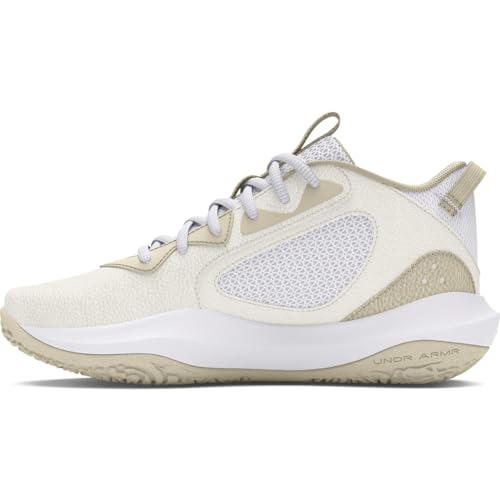 Under Armour Unisex-Erwachsene Lockdown 6 Basketballschuh, (103) Weiß/Silt/Metallic Gold, 12.5 Women/11 Men von Under Armour