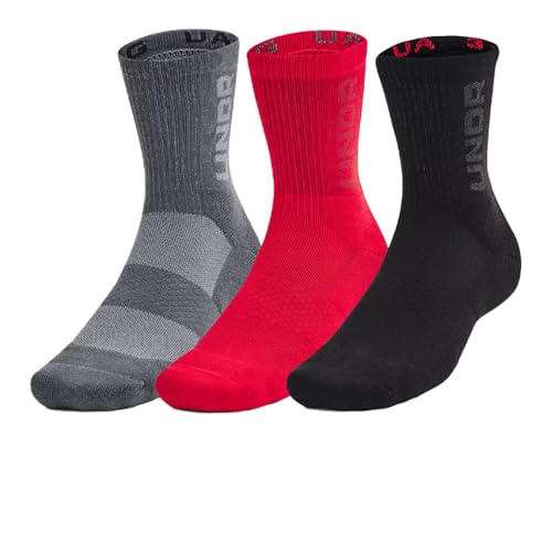 Under Armour - Unisex Playmaker Mid-Crew 3er-Pack Socken, Rot (601), X-Large von Under Armour