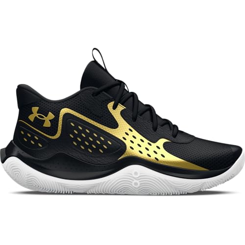 Under Armour Unisex UA Jet '23 Basketball Schuhe, Black/Metallic Gold/Metallic Gold, 39 EU von Under Armour