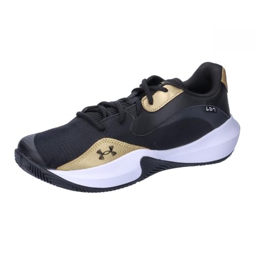 Under Armour Unisex UA Lockdown 7 Low Basketball Schuhe, Black/Metallic Gold/Black, 39.5 EU von Under Armour