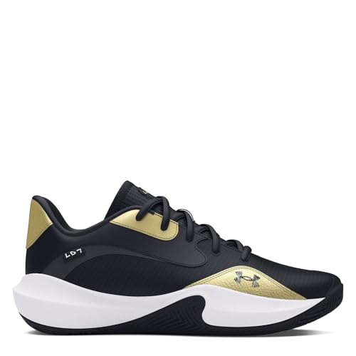 Under Armour Unisex UA Lockdown 7 Low Basketball Schuhe, Black/Metallic Gold/Black, 42.5 EU von Under Armour