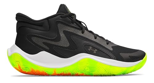 Under Armour Unisex JET 25, Basketball Schuh für Kinder, gut gepolsterte Sportschuhe, atmungsaktiver und leichter Turnschuh für Mädchen und Jungs,Black / Black / Metallic Black,42.5 von Under Armour