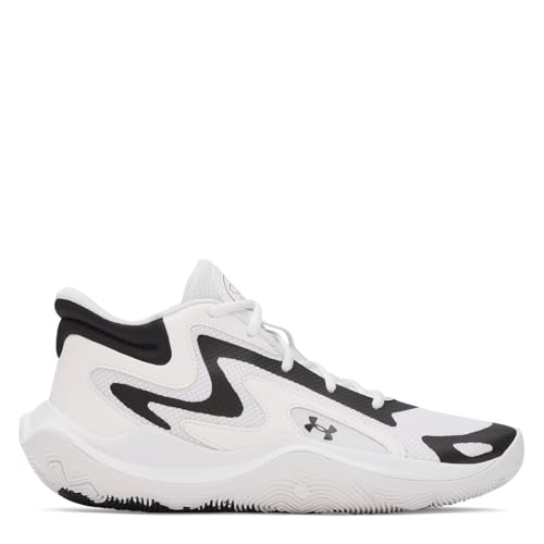 Under Armour Unisex JET 25, Basketball Schuh für Kinder, gut gepolsterte Sportschuhe, atmungsaktiver und leichter Turnschuh für Mädchen und Jungs,White / Black / Black,45.5 von Under Armour