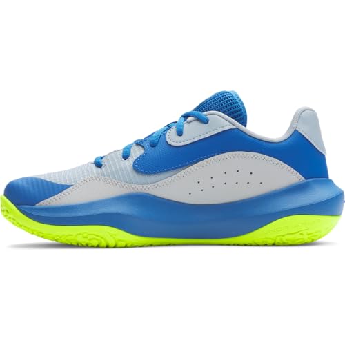 Under Armour Unisex Lockdown 7 Low, leichter Basketball Schuh, robuste Sportschuhe für Outdoor- und Hallensport, atmungsaktive Turnschuhe,Blue Calm / Blue Atlantis / High Vis Yellow,50.5 von Under Armour