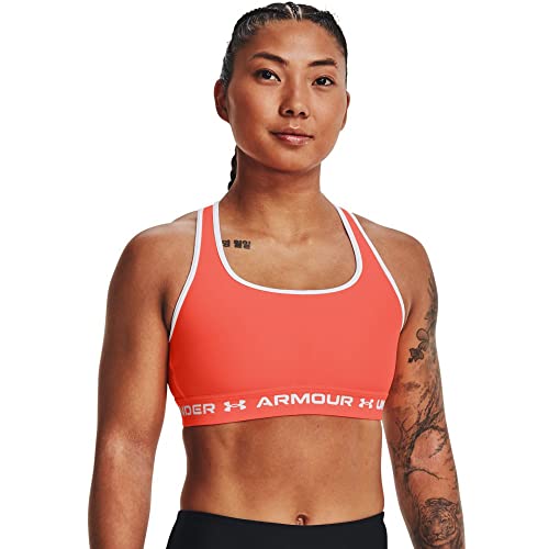 Under Armour Women's Crossback Mid Impact Sports Bra, Electric Tangerine (825)/White, Medium von Under Armour