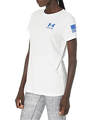 Under Armour Women's New Freedom Banner T-Shirt , White (101)/Royal , Small von Under Armour