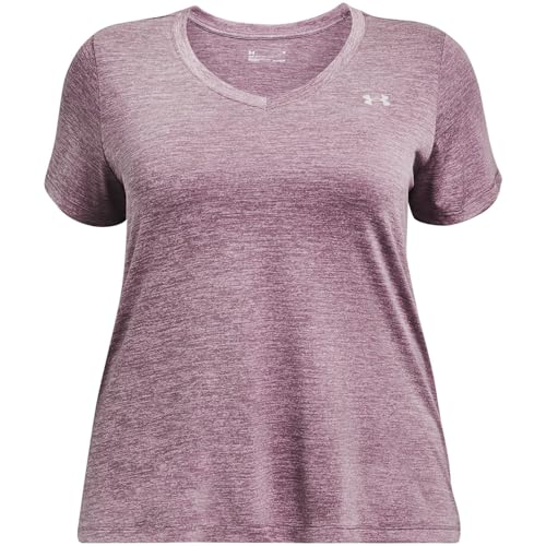 Under Armour Women's Plus Size Tech Short-Sleeve V-Neck-Twist, (500) Misty Purple / / Metallic Silver, 1X von Under Armour