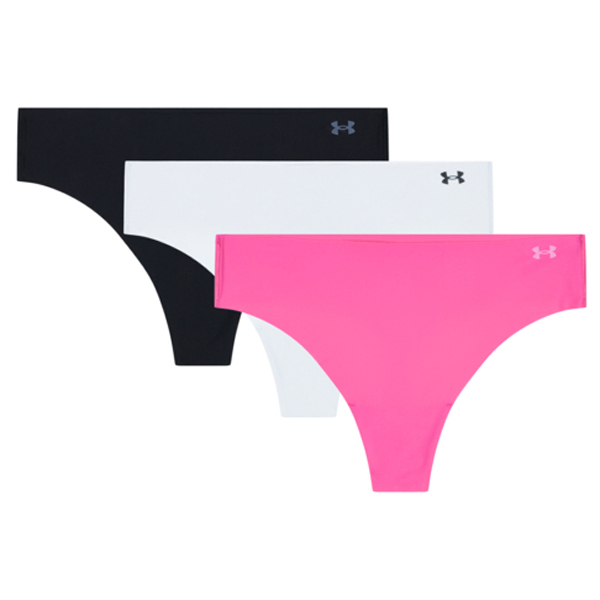 Under Armour - Women's Pure Stretch Solid Thong Pants 3 Pack - Alltagsunterwäsche Gr L;M;S;XL;XS rosa;schwarz von Under Armour