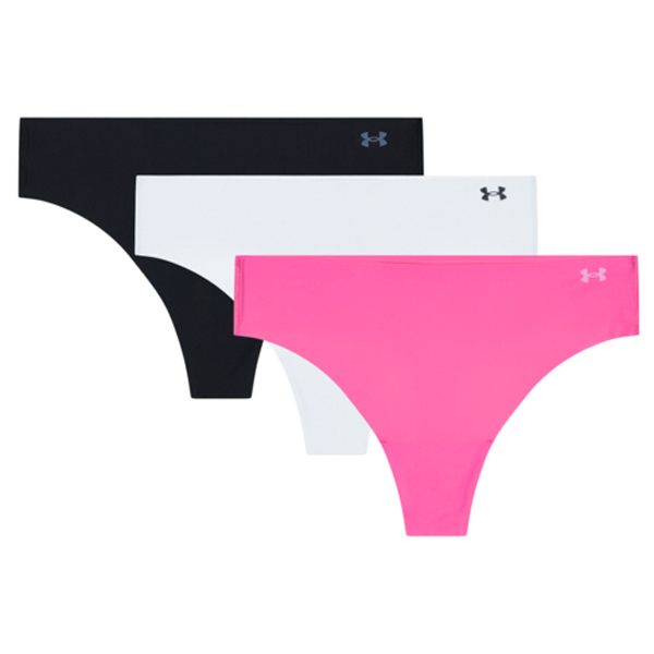 Under Armour - Women's Pure Stretch Solid Thong Pants 3 Pack - Alltagsunterwäsche Gr XL rosa von Under Armour