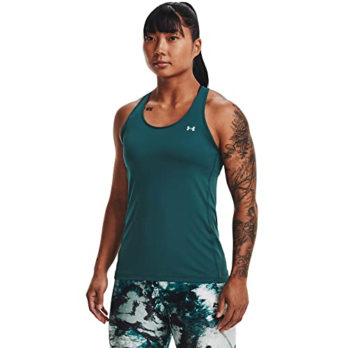 Under Armour Women's Standard HeatGear Racer Tank, (716) Tourmaline Teal / / Metallic Silver, X-Large von Under Armour