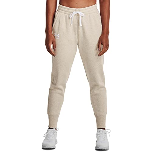 Under Armour Women's Standard Rival Fleece Joggers, Oatmeal Light Heather (783)/White, XX-Large Tall von Under Armour