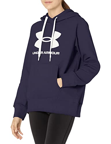 Under Armour Women's Standard Rival Fleece Logo Hoodie, (410) Midnight Navy / / White, Large von Under Armour