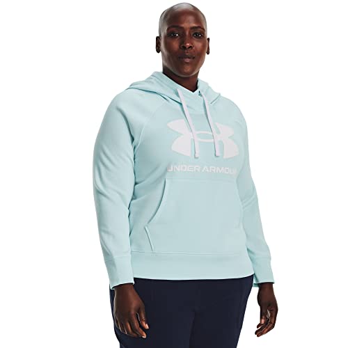 Under Armour Women's Standard Rival Fleece Logo Hoodie, (469) Fuse Teal / / White, Medium von Under Armour