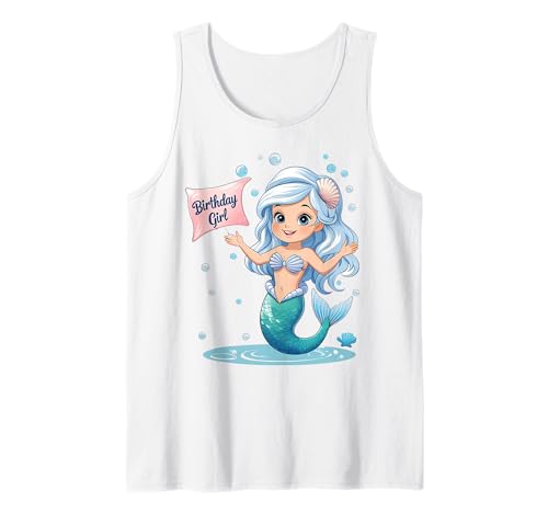 Niedliche Cartoon-Meerjungfrau für Kleinkinder Kinder Jugend Mädchen Geburtstag Tank Top Niedliche Cartoon-Meerjungfrau für Kleinkinder Kinder Jugend Mädchen Geburtstag Tank Top von Under the Sea Birthday Party Ideas Granddaughter