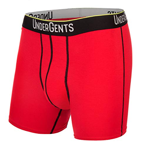 UnderGents Herren-Boxershorts, 11,4 cm Beinlänge und ohne Hosenschlitz, für CloudSoft-Kühlkomfort, keine Kompression, Rot/Ausflug, einfarbig (Getaway Solids), Large von UnderGents