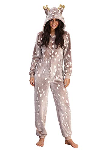 Undercover Lingerie Ltd Ladies Loungeable Reindeer Onesie 790039 Brown Large von Undercover Lingerie Ltd