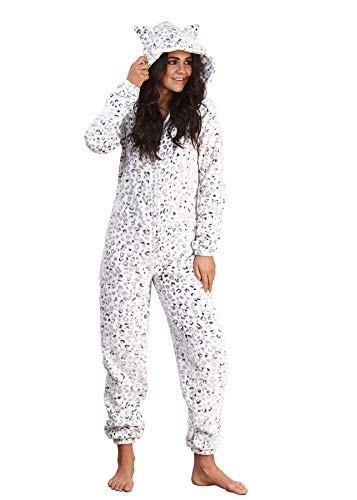 Undercover Lingerie Ltd Ladies Loungeable Snow Leopard Onesie 790047 Grey Large von Undercover Lingerie Ltd