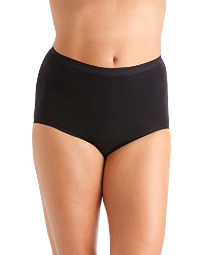 3 Paar Damen-Slips, Baumwolle, volle Abdeckung, einfarbig oder Spitze, Größe 40-50, Einfarbig - Schwarz, 44 von Undercover