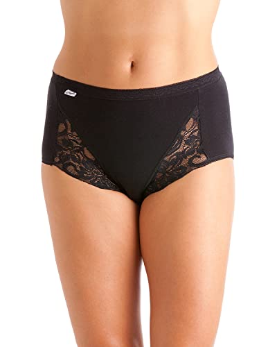 3 Paar Damen-Slips, Baumwolle, volle Abdeckung, einfarbig oder Spitze, Größe 40-50, Spitze - Schwarz, 40 von Undercover