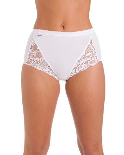 3 Paar Damen-Slips, Baumwolle, volle Abdeckung, einfarbig oder Spitze, Größe 40-50, Spitze – Weiß, 40 von Undercover