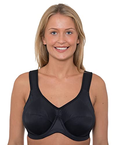 Damen BH mit Bügeln, volle Abdeckung, unterstützender Sport-BH D-J Cups, Schwarz , 100DD Damen BH mit Bügeln, volle Abdeckung, unterstützender Sport-BH D-J Cups, Schwarz , 100DD von Undercover
