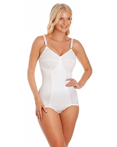 Damen-Korselette mit Spitze, ohne Bügel, Glättung, Bodysuit, Unterwäsche, Schwarz oder Weiß, hergestellt in Großbritannien, weiß, 105B von Undercover