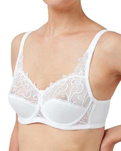 Damen Satin & Spitze Mesh Soft Cup Bügel BH Unterwäsche, weiß, 75B von Undercover