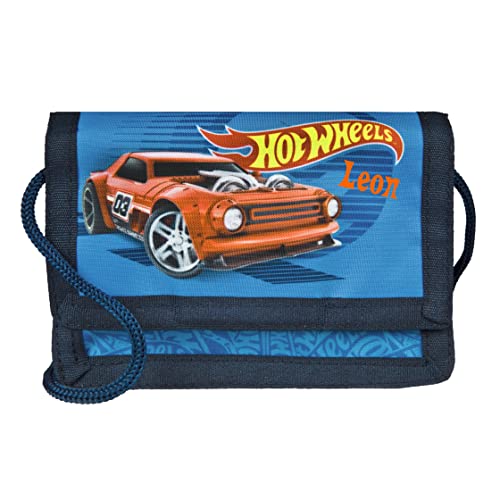 Personalisierter Geldbeutel Kinder mit Sichtfenster zum Umhängen | Motiv Hot WHeeLS Renn-Auto mit Name Junge | Brustbeutel Geldbörse Kinder Kindergeldbeutel von Undercover