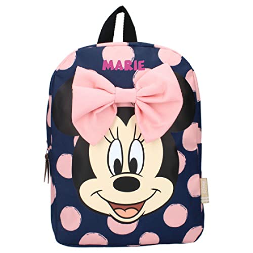 Personalisierter Kindergarten-Rucksack Disney Minnie Mouse mit Name Mädchen - Kleiner Rucksack Kinder Freizeitrucksack mit großer Schleife und Punkte Design - dunkelblau von Undercover