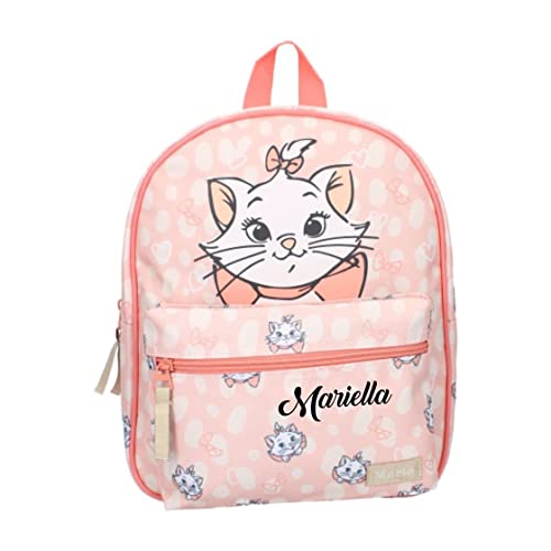 Personalisierter Kindergarten-Rucksack Disney mit Name Mädchen | Kleiner Rucksack Aristocats Katze Marie für Kinder | Freizeitrucksack Filmeklassiker in peach von Undercover