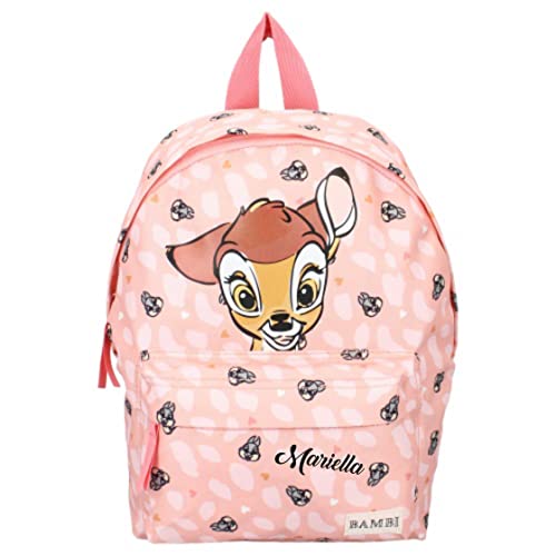 Personalisierter Kindergarten-Rucksack Disney mit Name Mädchen | Kleiner Rucksack Bambi Reh für Kinder | Freizeitrucksack Rehkitz Filmeklassiker in peach von Undercover